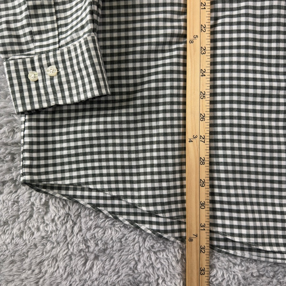 Brooks Brothers Madison Fit Gingham Shirt Mens XL Green White Non-Iron Supima - Picture 7 of 9